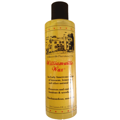 8-ounce bottle of Williamsville Lemon Oil Beeswax for polishing and protecting wood furniture