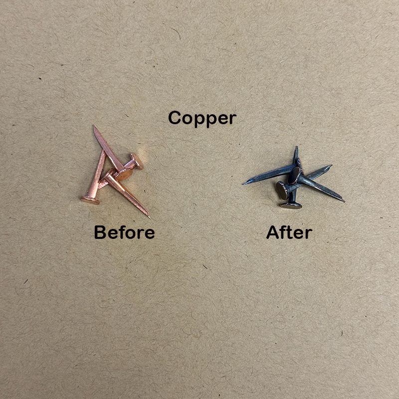 Aging effects of Kennedy Hardware's Metal ager on copper