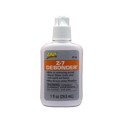 Z‑7 Debonder 1 oz bottle with fine-tip applicator for cyanoacrylate glue removal