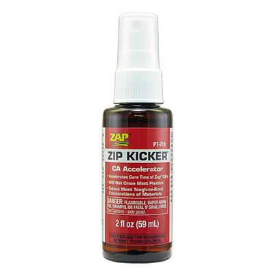 Zip Kicker CA glue accelerator spray bottle used to speed up bonding time for instant glue